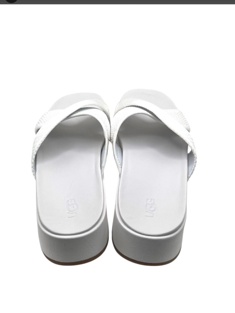 UGG Women’s White Emily Mesh Slide Wedge Sandals Logo Crossband NWOT - Picture 3 of 6